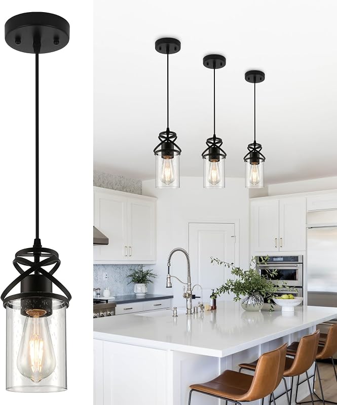 Lámpara colgante cocina pantalla vidrio E26 ajustable