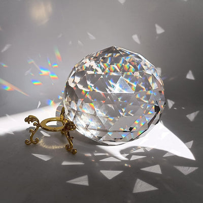 Esfera cristal facetada con soporte para arco iris decoración hogar