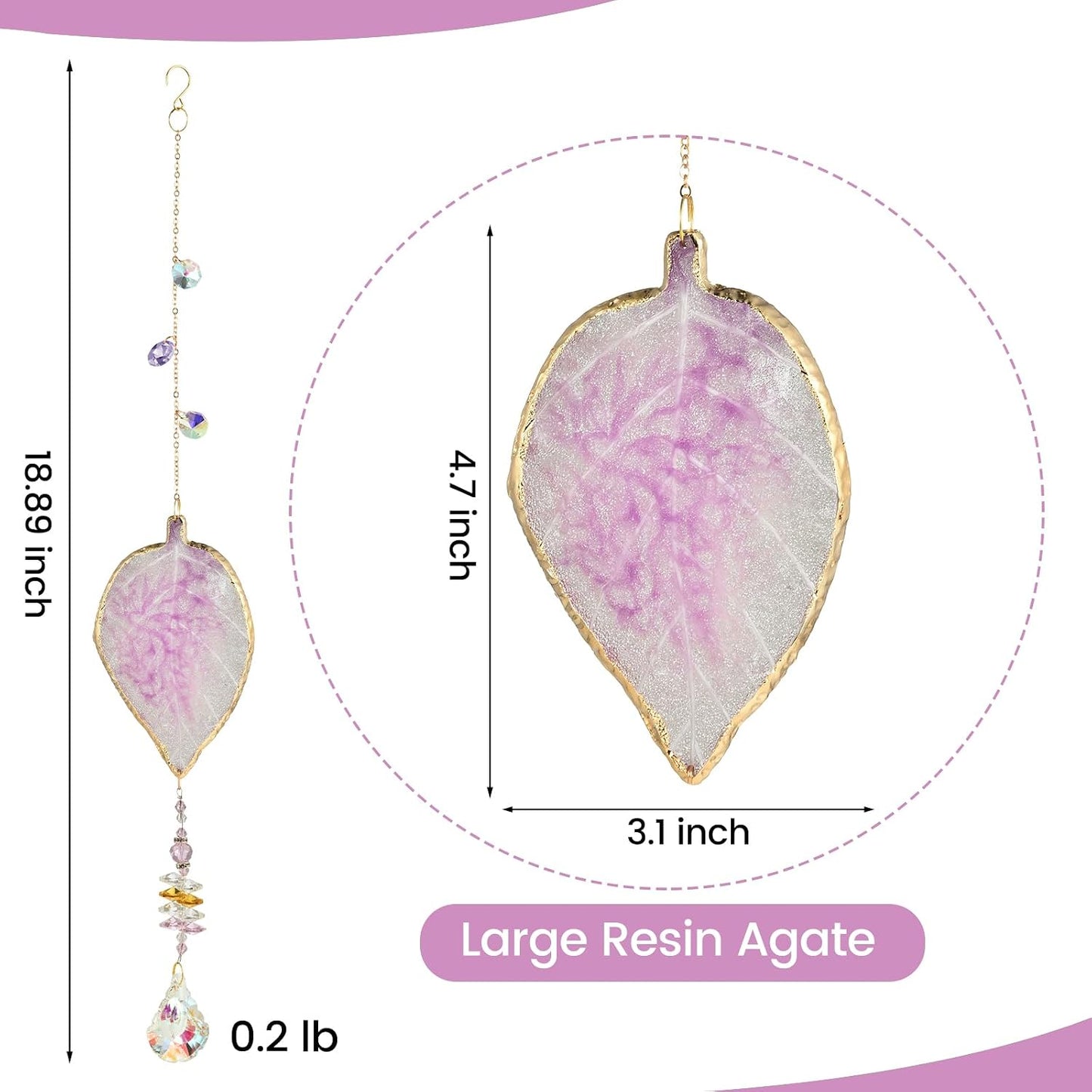 Atrapasoles cristal colgante forma hoja decoración ventana