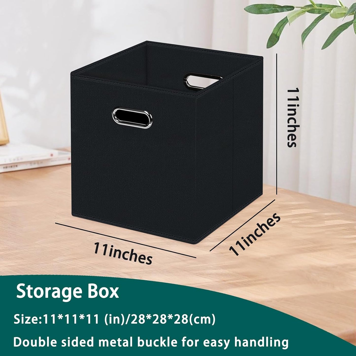 6 Pzas Cubos Almacenamiento Plegables Tela Negro