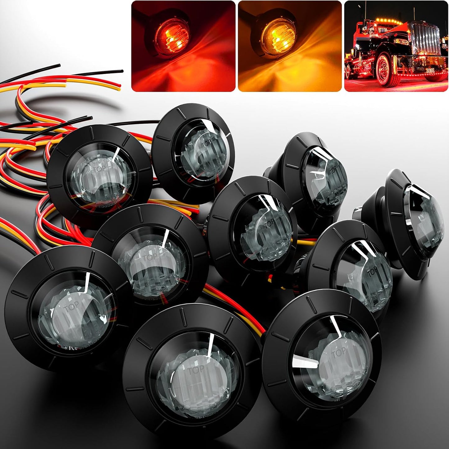 Luces LED remolque 12V doble color rojo-ámbar 4LED