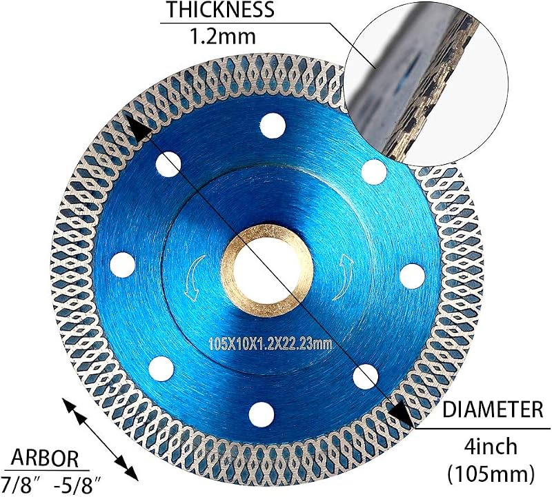 Hoja sierra diamante 4pulg para corte cerámica granito