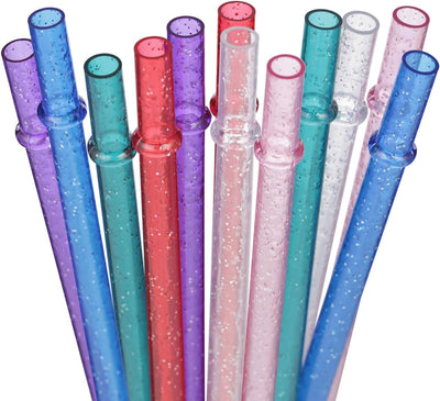 Popotes plástico transparente reutilizables 12pzas 23cm