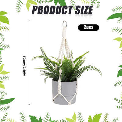 Colgador plantas macramé 2 ganchos cesta decorativa madera