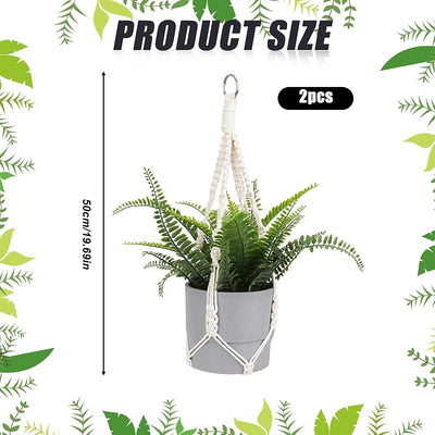 Colgador plantas macramé 2 ganchos cesta decorativa madera