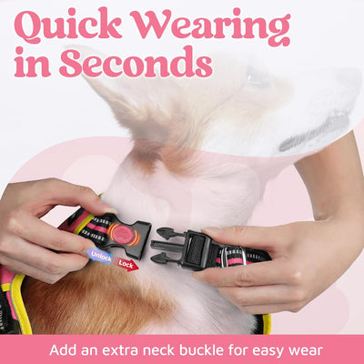 Arnés ajustable perros grandes hebillas asa control rosa