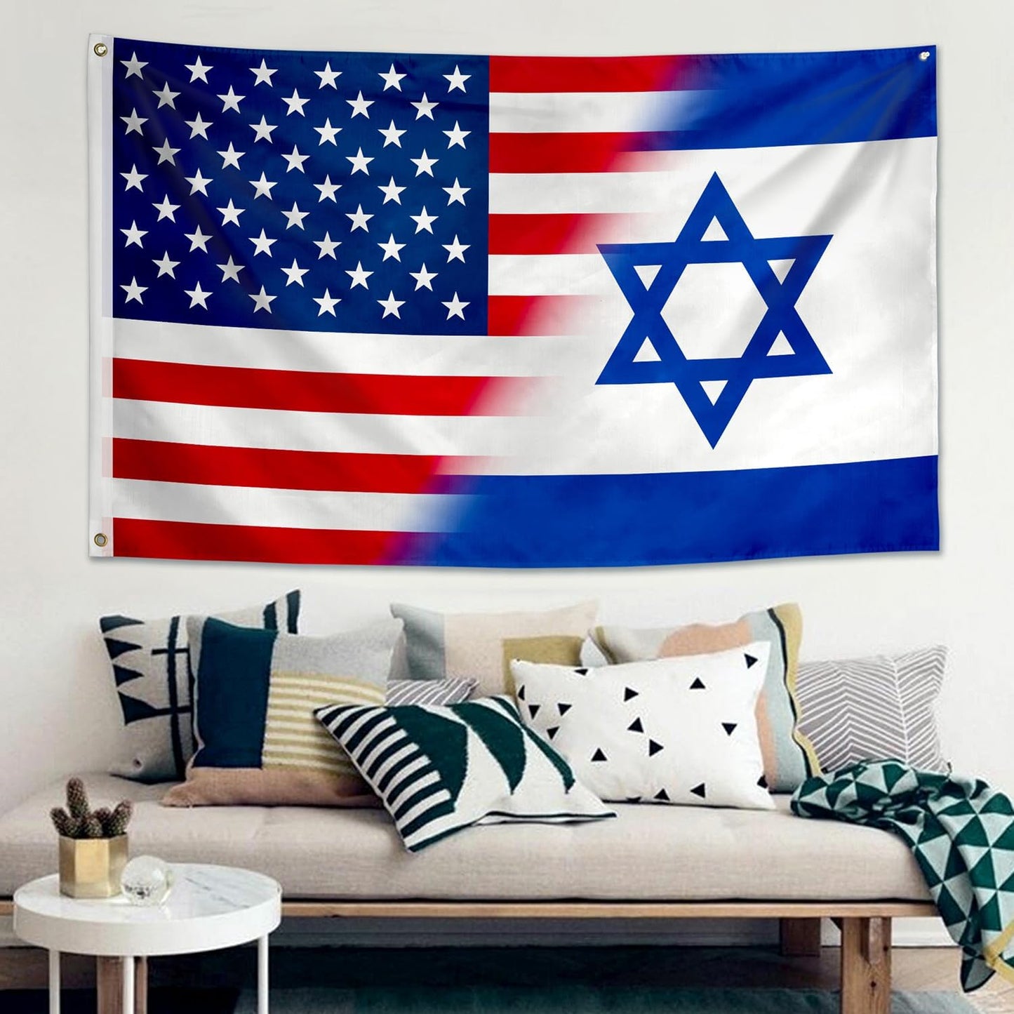 Bandera Israel-Estados Unidos 3x5ft poliéster doble costura