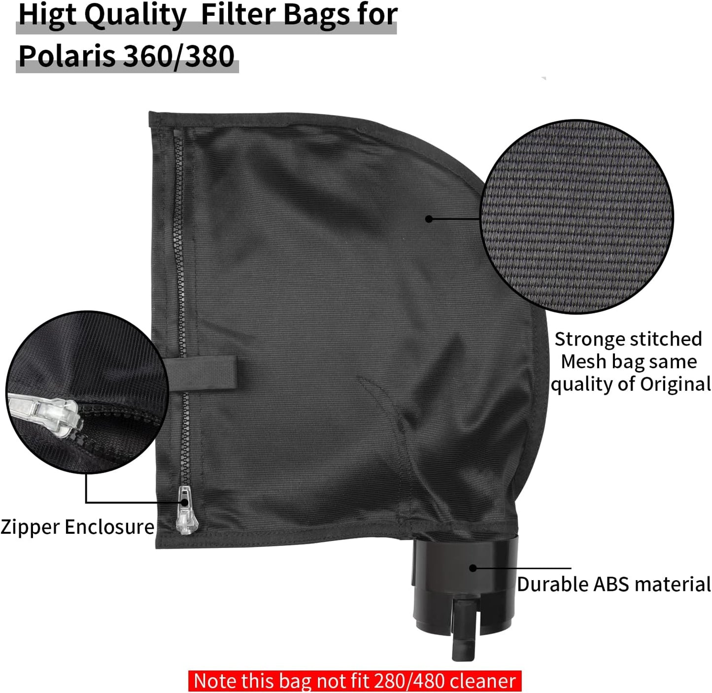 Bolsas filtro piscina Polaris 360/380 negras set 2