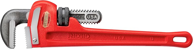 Llave tubería 12" resistente hilos autolimpiantes color rojo