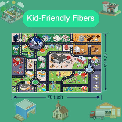 Alfombra infantil con mapa ciudad 47x70pulg
