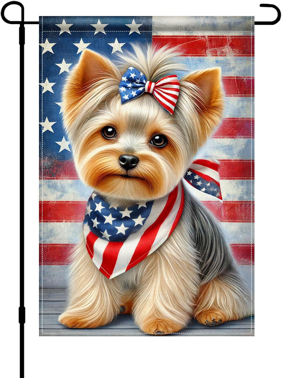 Bandera jardín Yorkshire Terrier 12x18pulg doble cara 4 de Julio