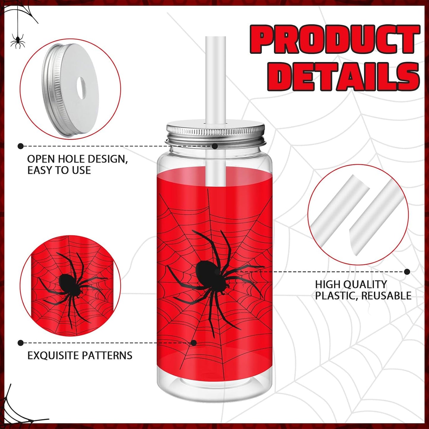 12 Vasos Plástico Reutilizables con Popote 13.5oz Coloridos