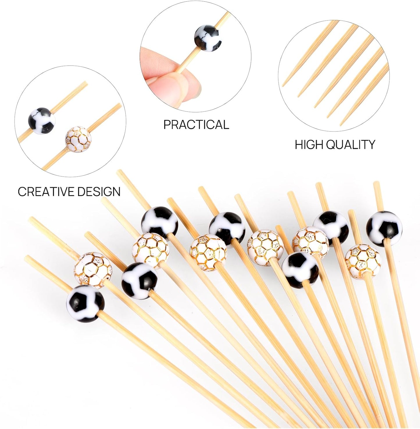 100 Palillos Fútbol 4.7pulg para Aperitivos y Fiestas Dorado