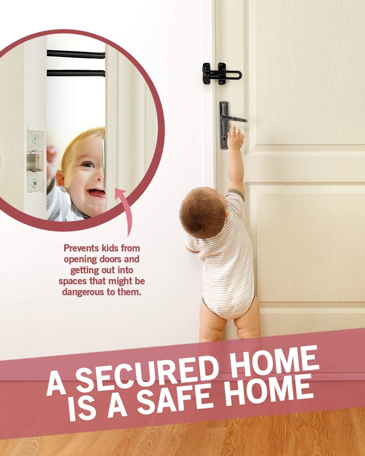Barra puerta seguridad a prueba de niños metal