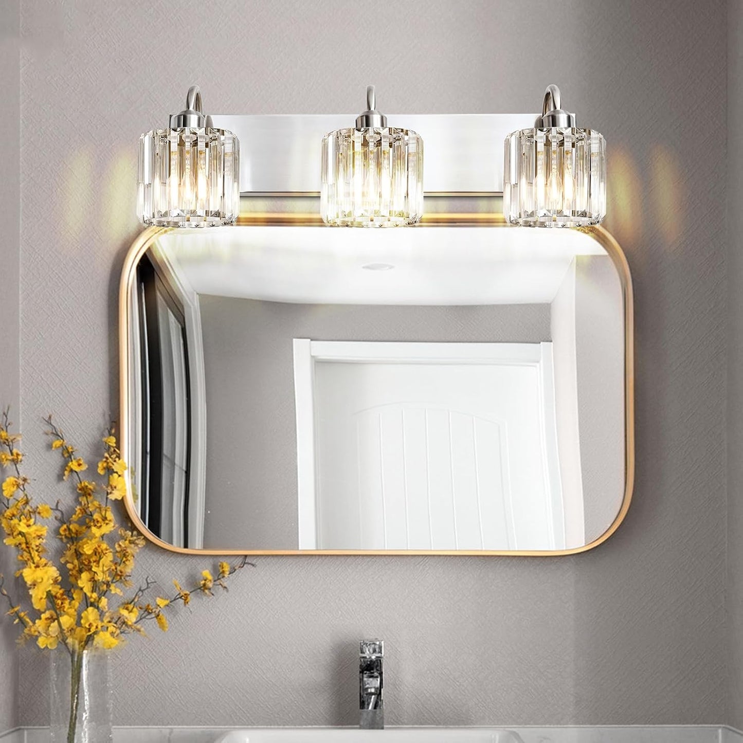 Lámpara tocador níquel cepillado 3 luces baño