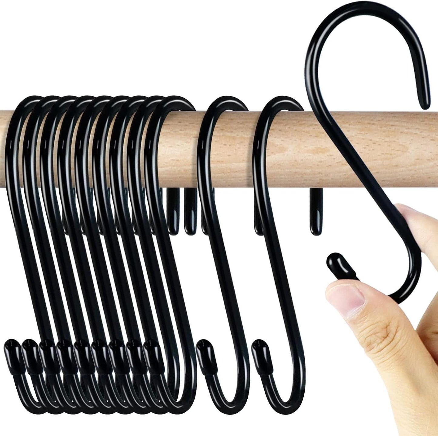 18 Ganchos en S de 4.5" Antiderrap para Closet