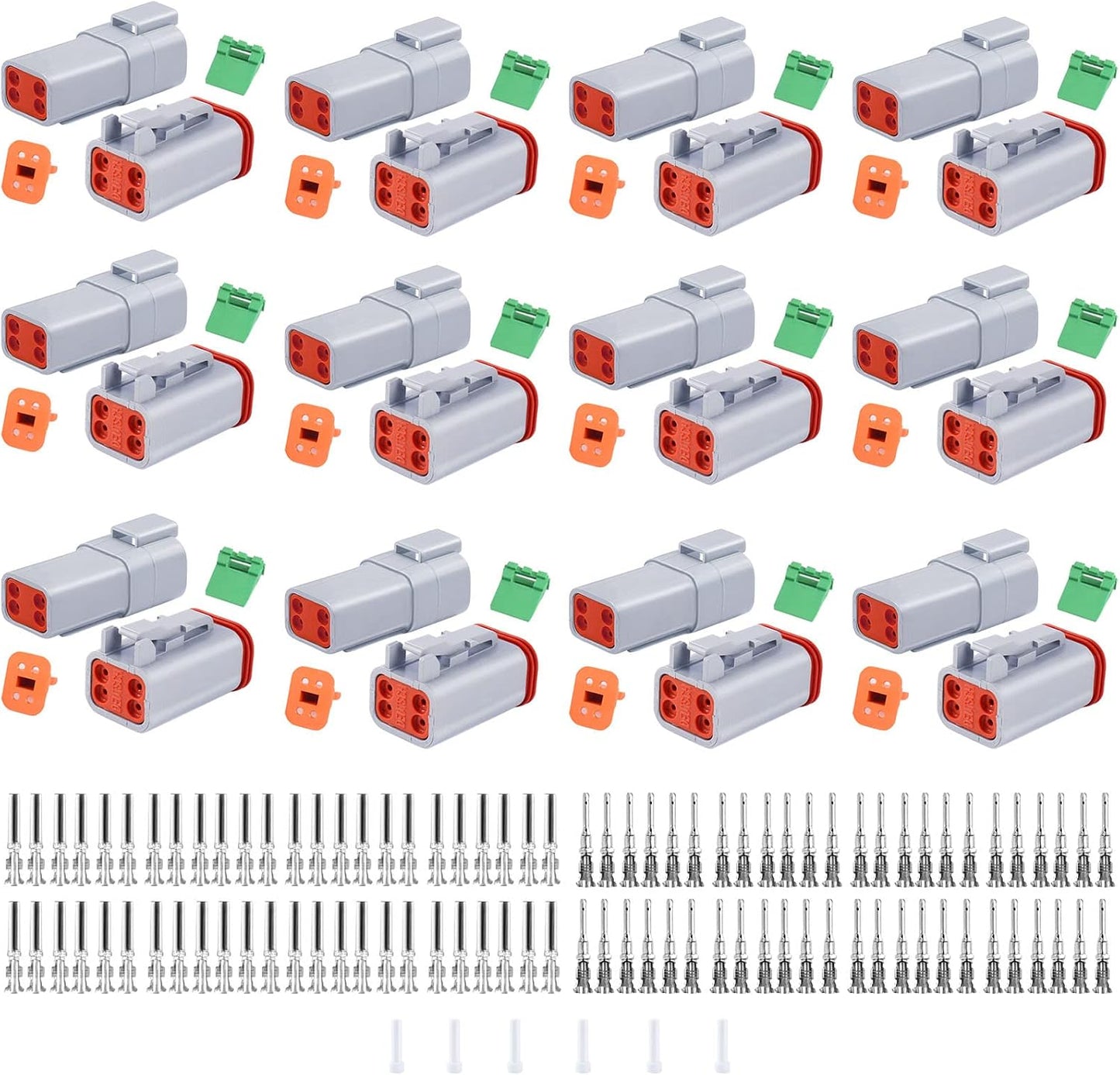 150 Pzas Conector Gris Deutsch DT 4 Pines 12 Set Impermeable