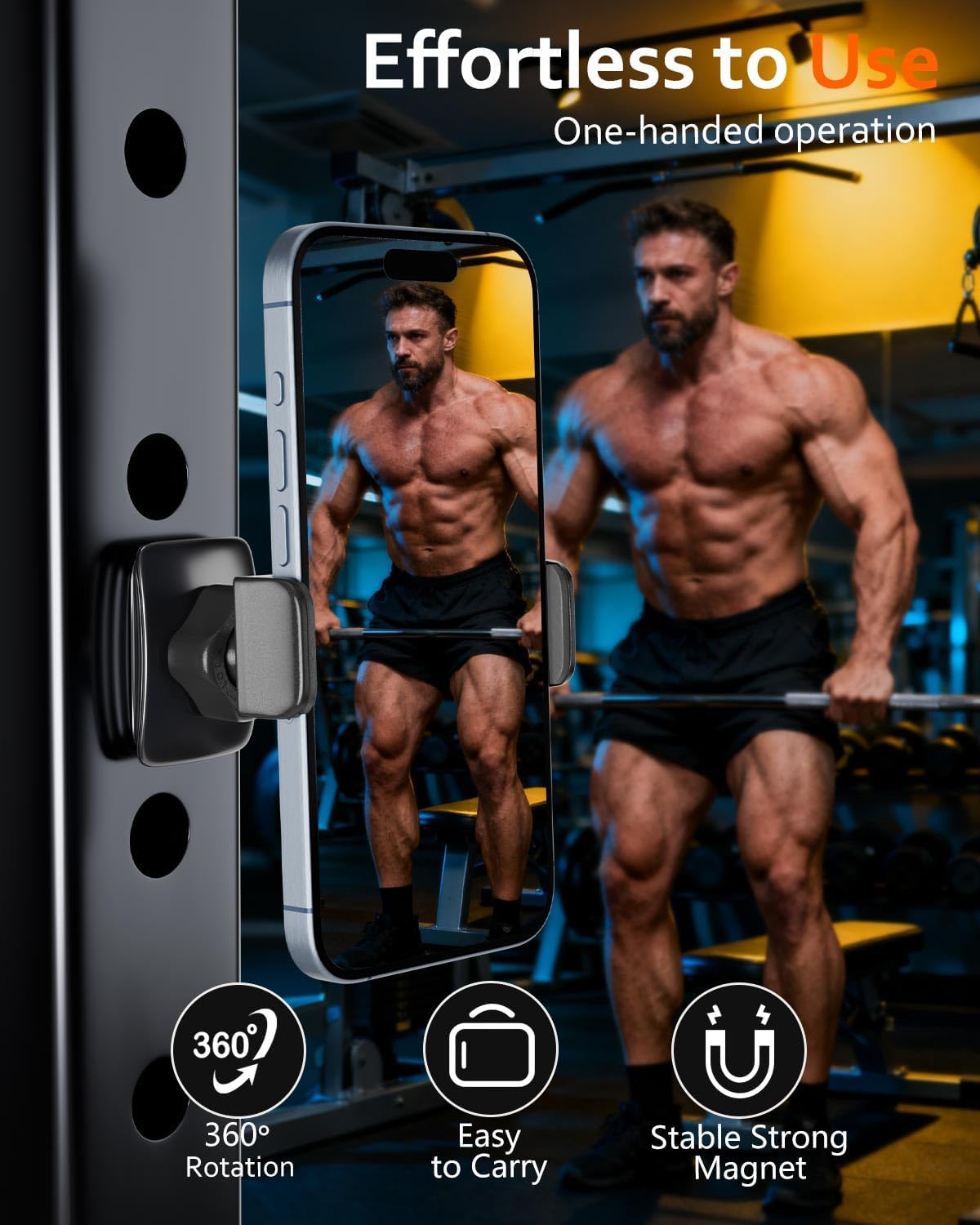 Soporte magnético para teléfono gimnasio giratorio 360°
