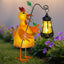 Estatua pollo metal linterna solar decoración jardín patio