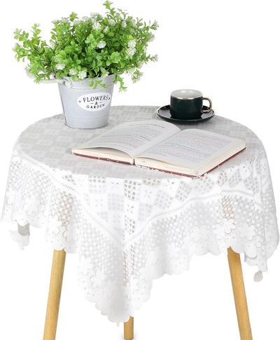 Mantel encaje blanco cuadrado 36x36pulg para mesa café boda fiesta