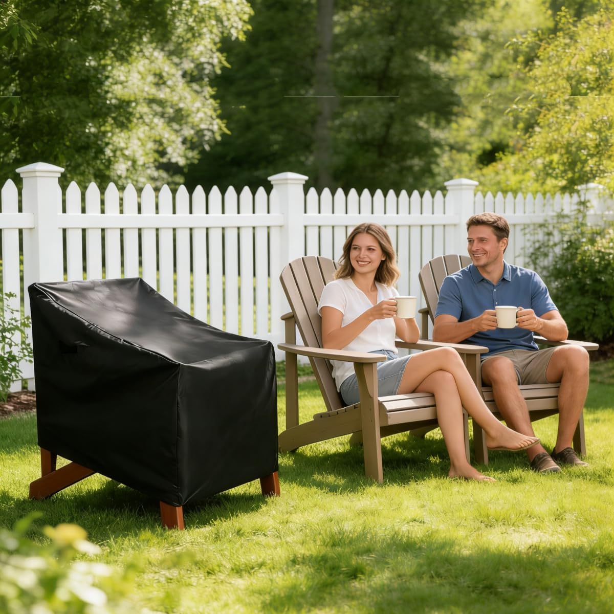 Fundas sillas patio impermeables tela Oxford 600D negro