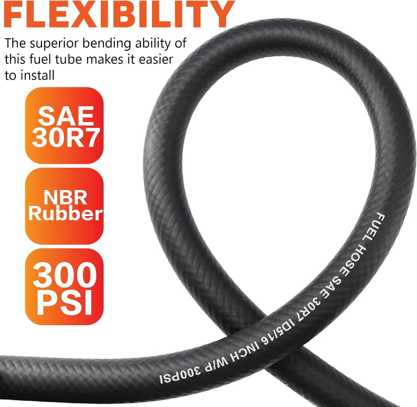 Manguera goma NBR 5/16pulg 25ft 300PSI combustible