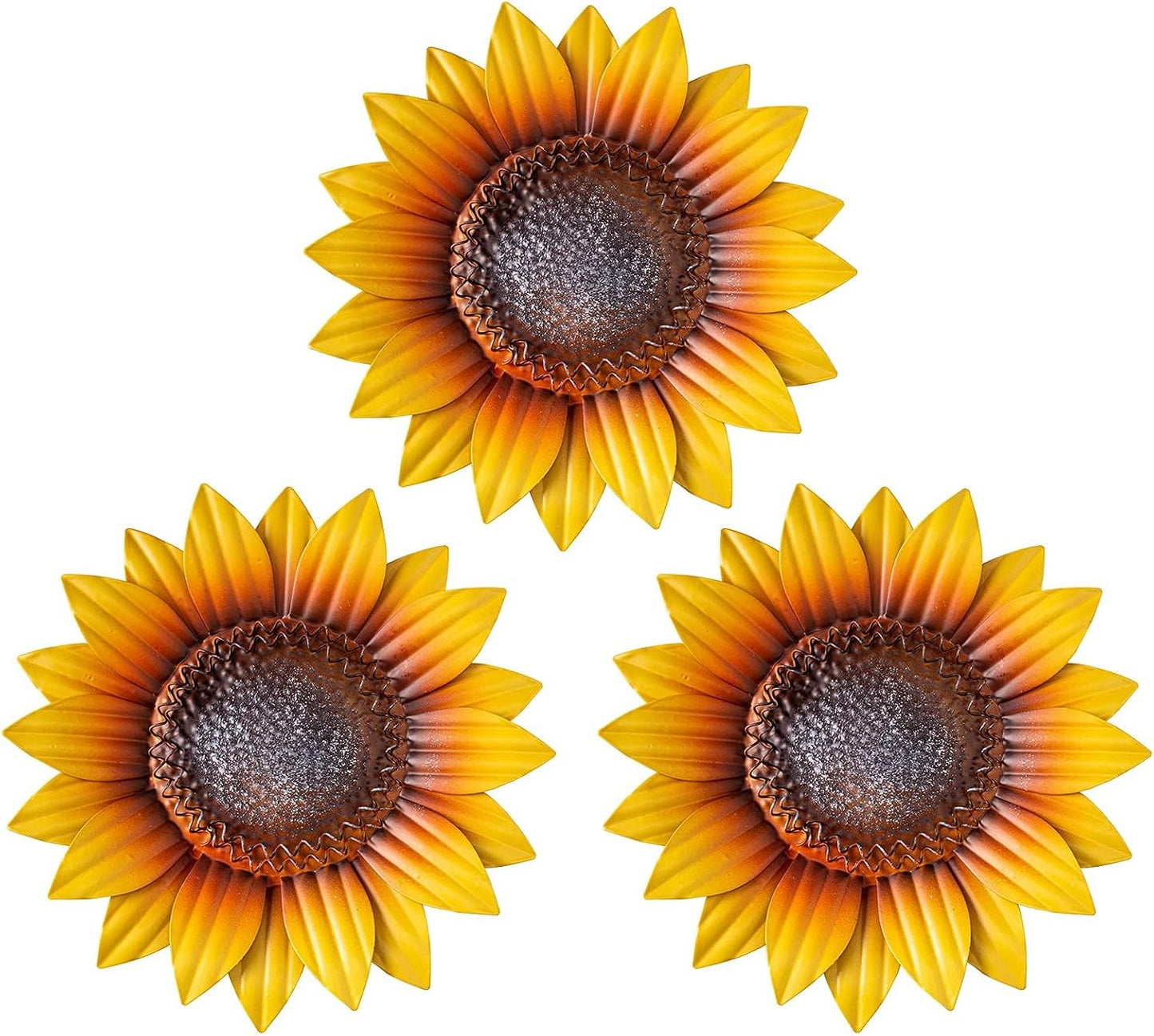 3 Pzas Decoración Pared Girasol Metal 9" para Cocina Baño