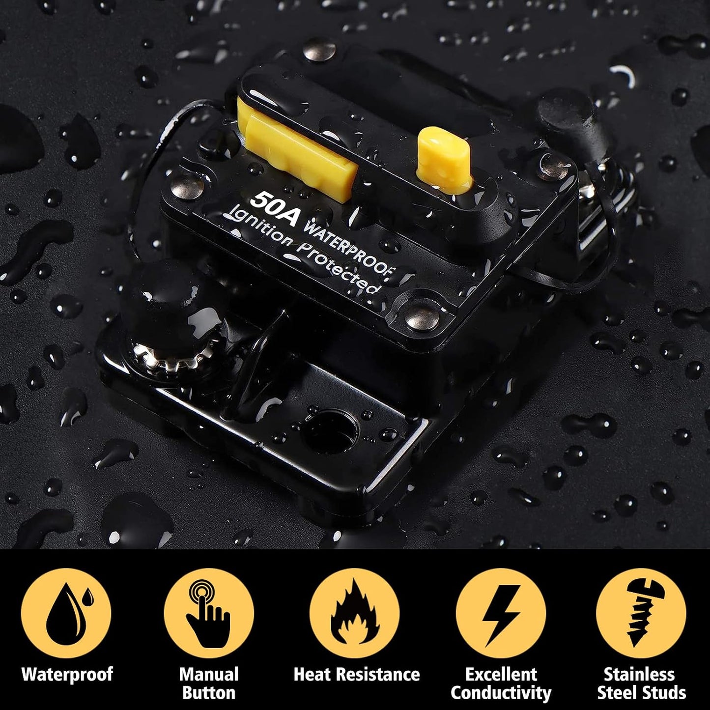 Disyuntor 50A manual 12V-48VDC para auto barco RV