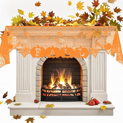 Bufanda chimenea naranja encaje decoración hogar fiesta