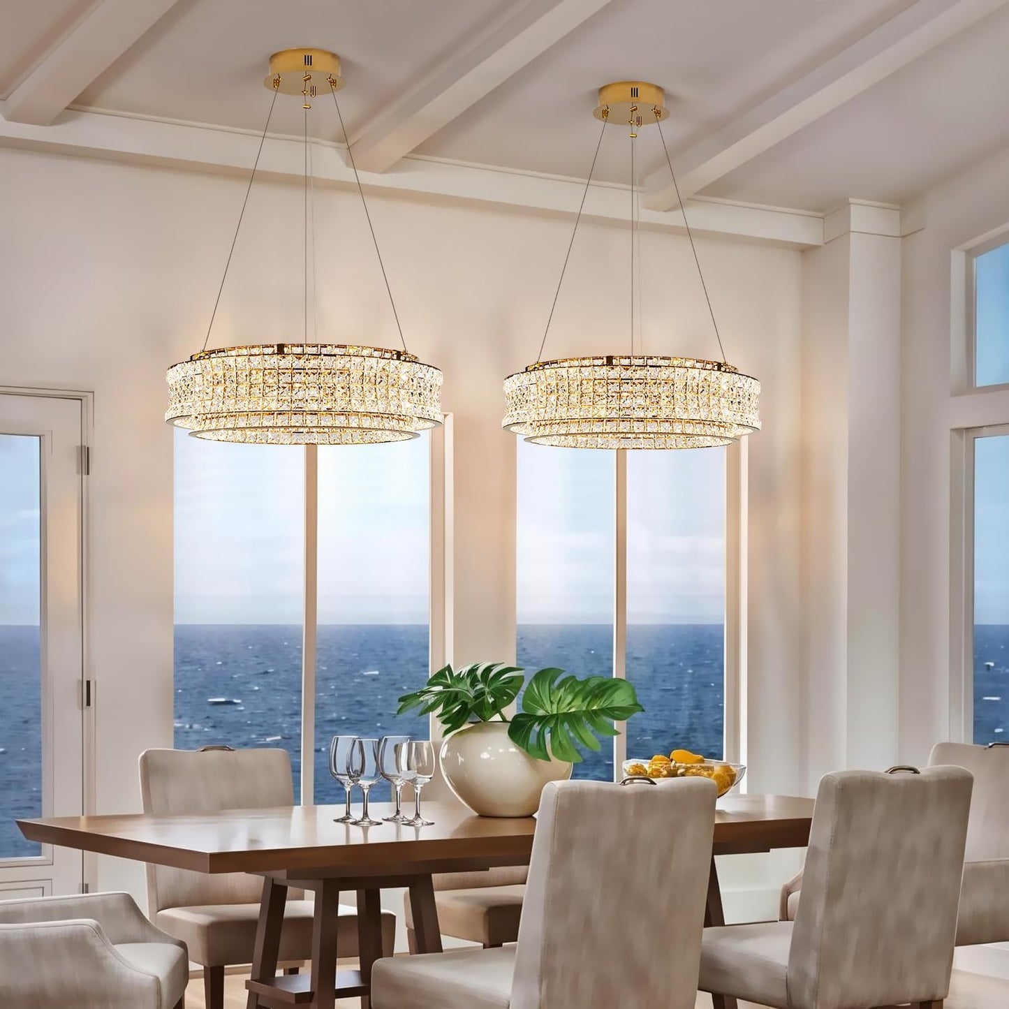 Candelabro LED dorado 19.7pulg cristal control remoto