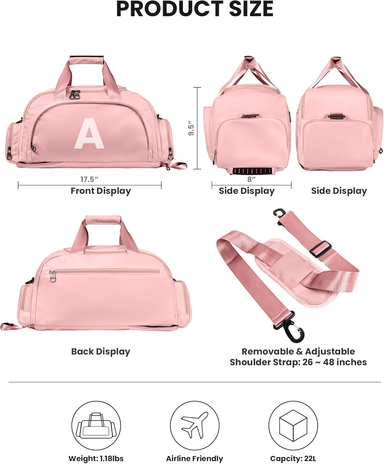 Bolsa gimnasio niña con compartimento zapatos