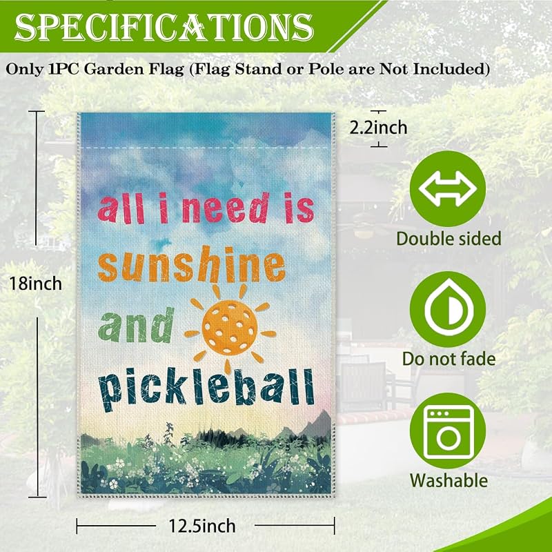 Bandera pickleball jardín 30x45cm decorativa para patio