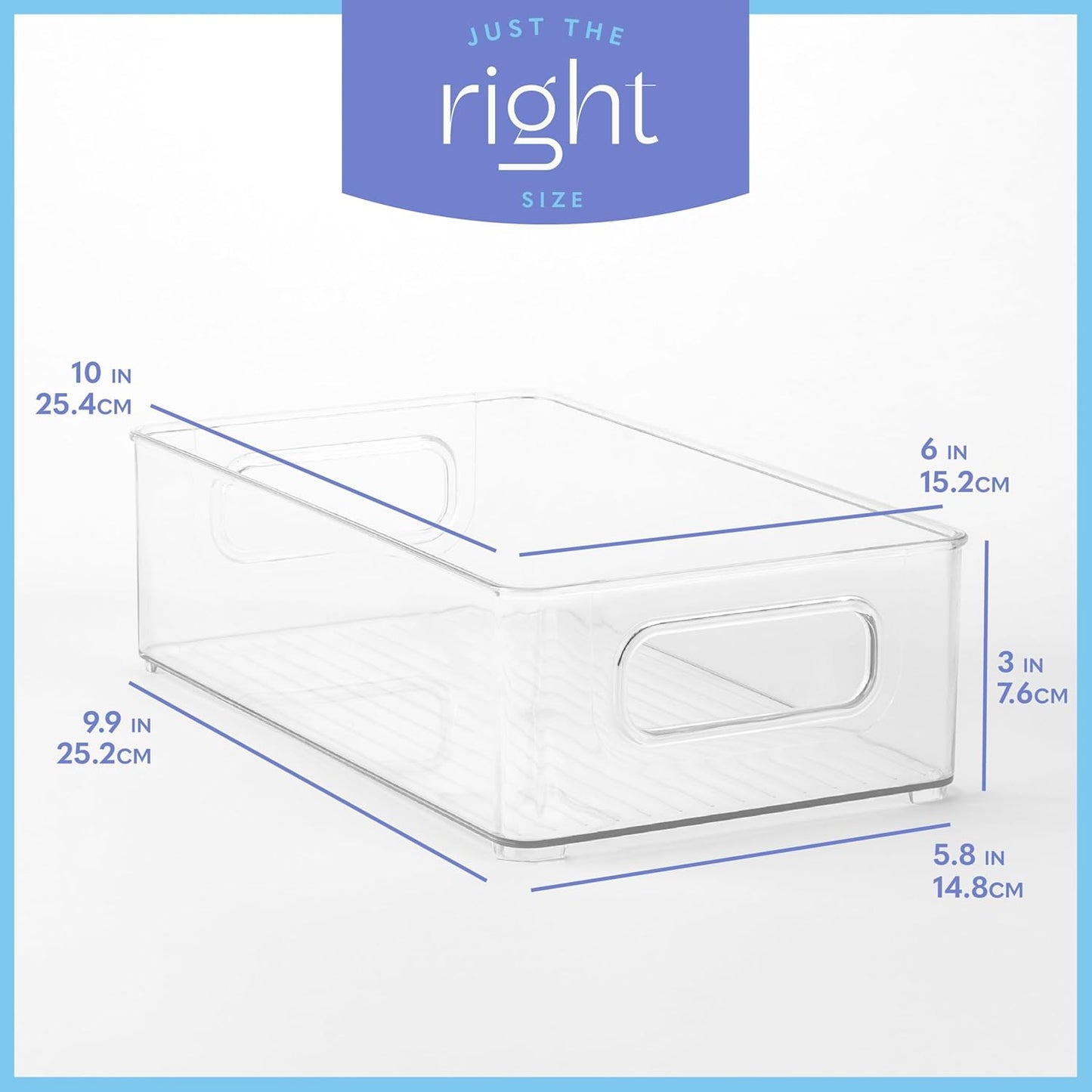 Contenedor plástico transparente con asas 10x6" apilable