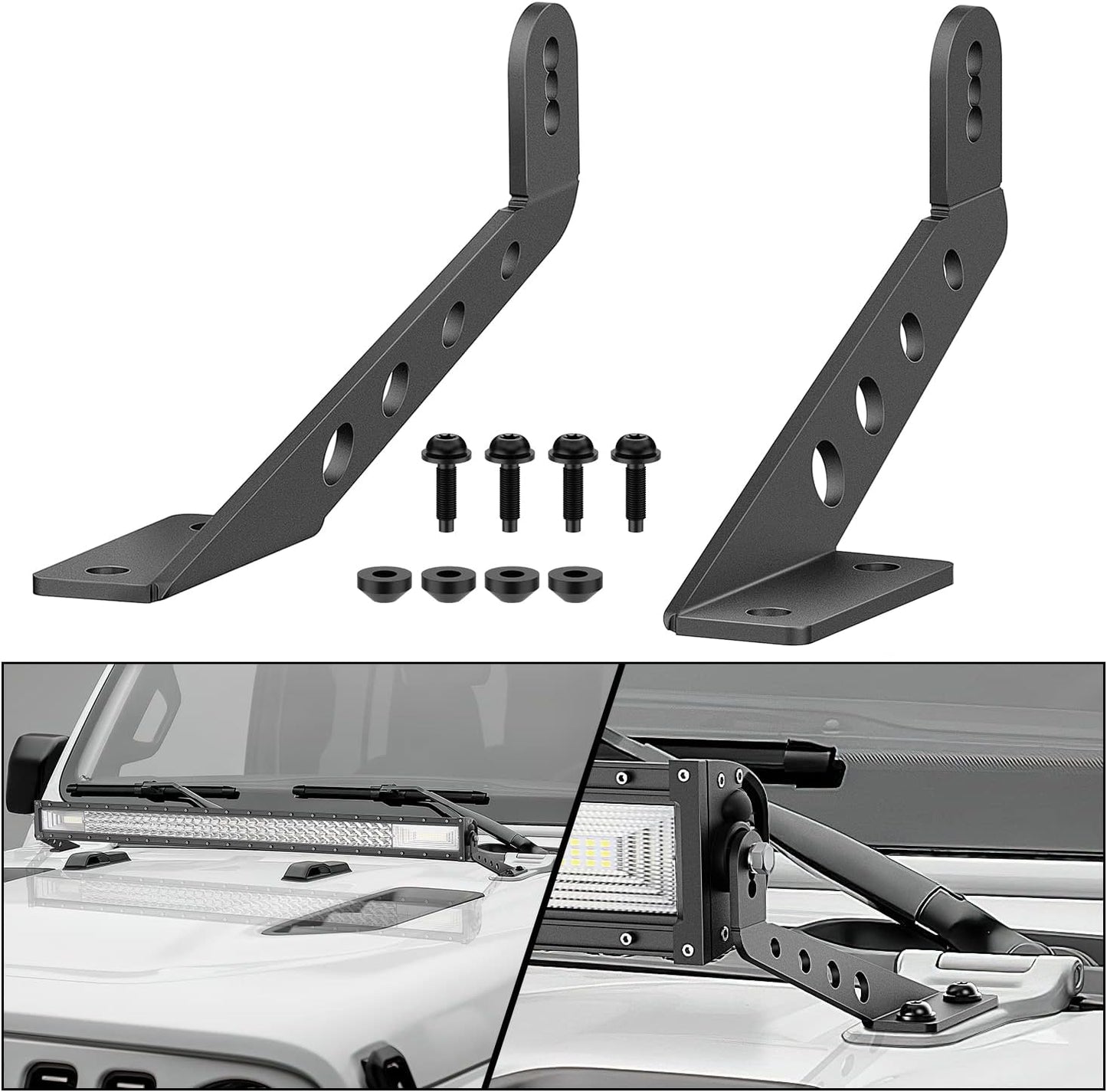 2 Soportes Luz LED Capó 32" Wrangler JL JLU