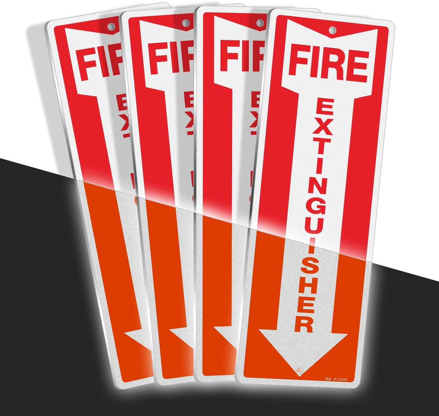 Letrero aluminio extintor 12x4" set 4 impermeable