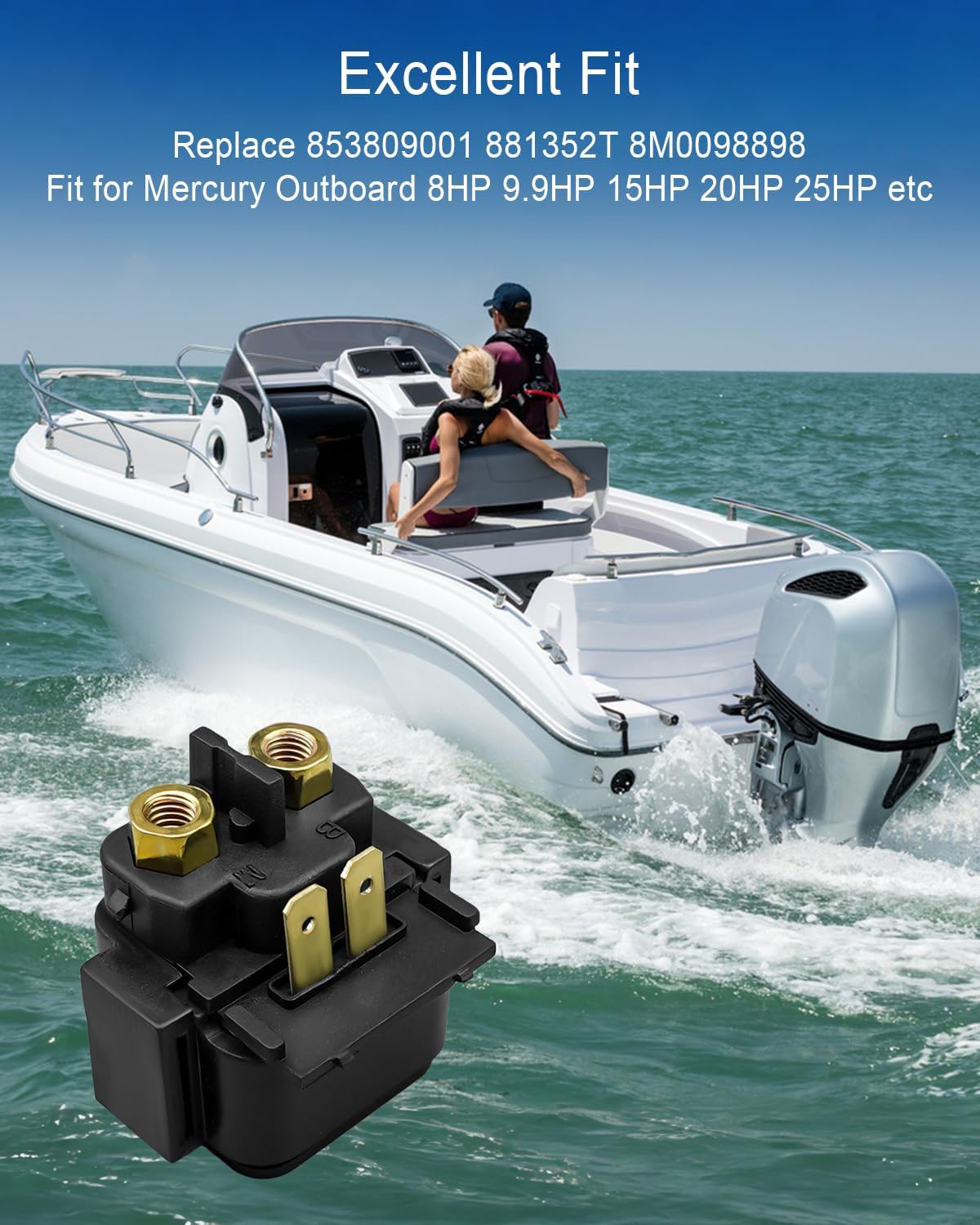 Conjunto relé solenoide motor barco Mercury Tohatsu 8-40HP