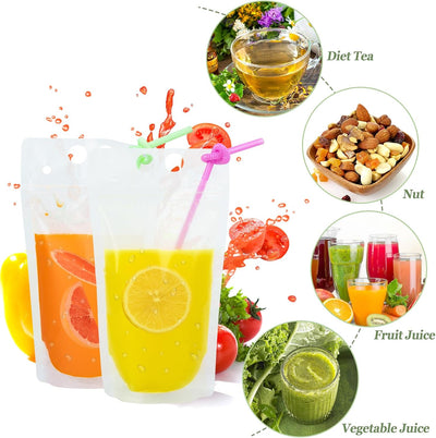 100 Bolsas Reutilizables 16oz para Bebidas Frías y Calientes