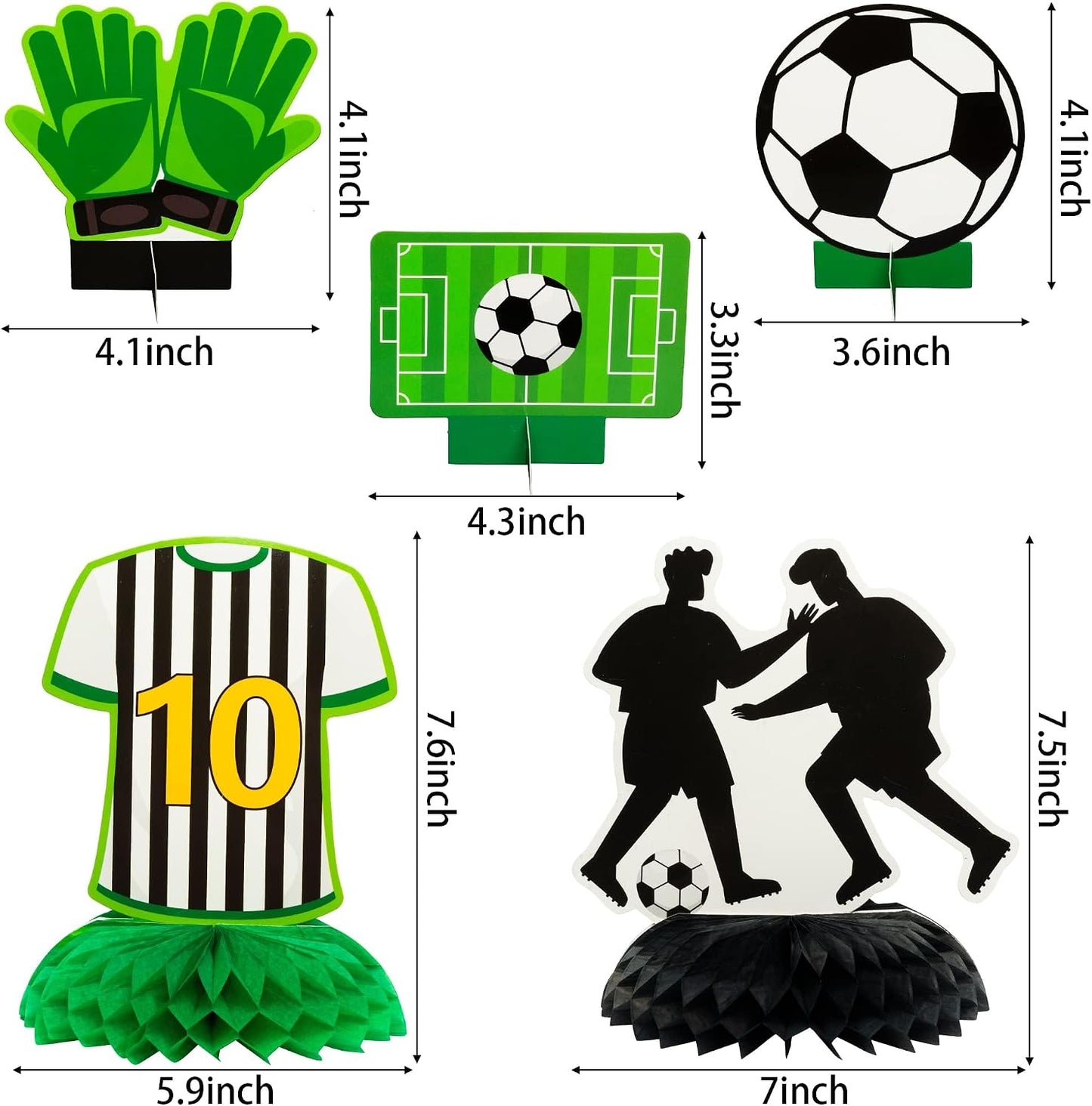 Centros mesa fútbol 3D blanco y negro 12 pzas doble cara