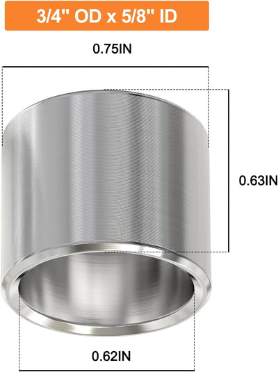 Buje reductor acero inox 12 pzas 3/4x5/8 pulg