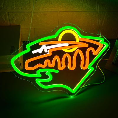 Letrero neón hockey pared luz LED Minnesota regulable club garaje