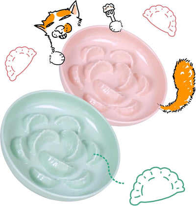 Set 2 Cuencos Melamina para Gatos Alimentación Lenta