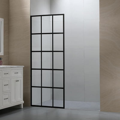 Puerta ducha fija 30x72pulg vidrio templado negro