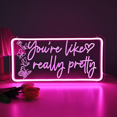 Letrero neón LED rosa para dormitorio niña