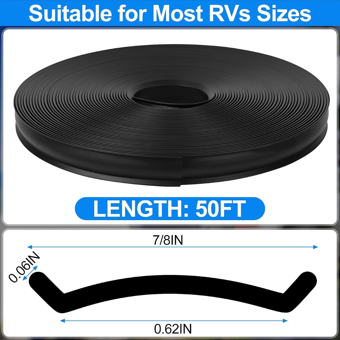 Inserto moldura RV 7/8 TPE 50ft sellado impermeable