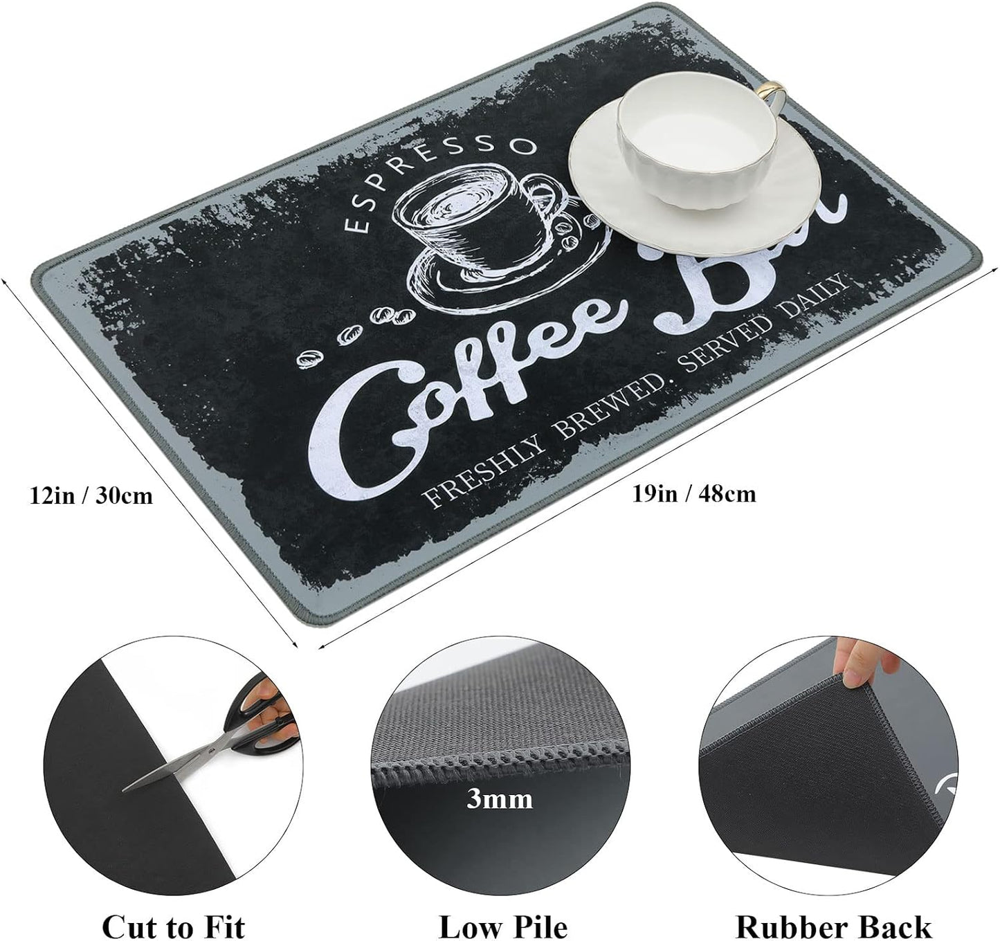 Alfombrilla café 12x19pulg absorbente antiderrap