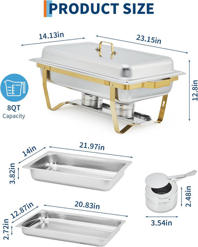 Set 4 Chafer Acero Inox 8qt para Catering