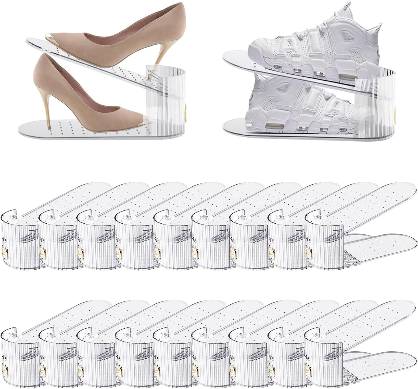 20 Pzas Organiz. Zapatos Transparente Doble Capa