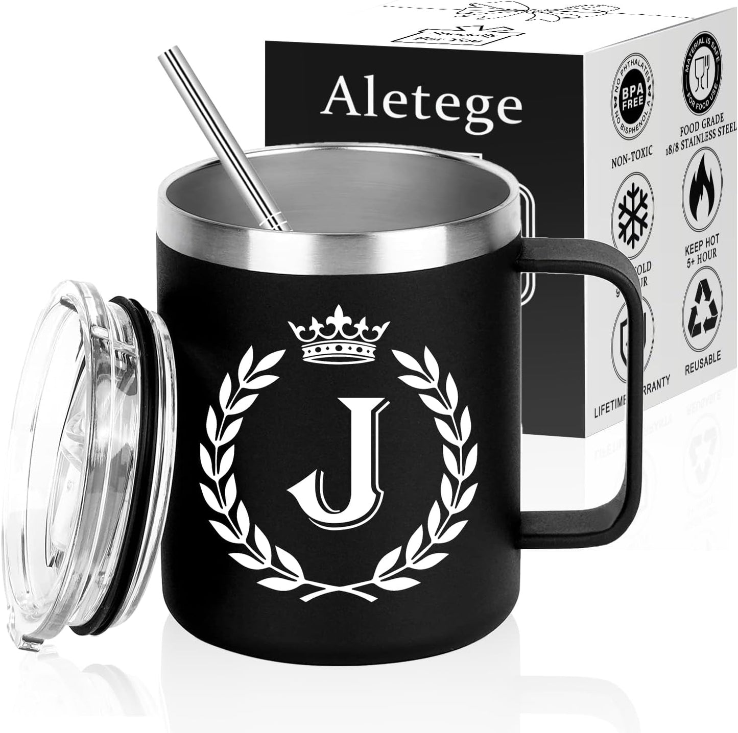 Taza personalizada con letra J para hombres regalo papá hermano