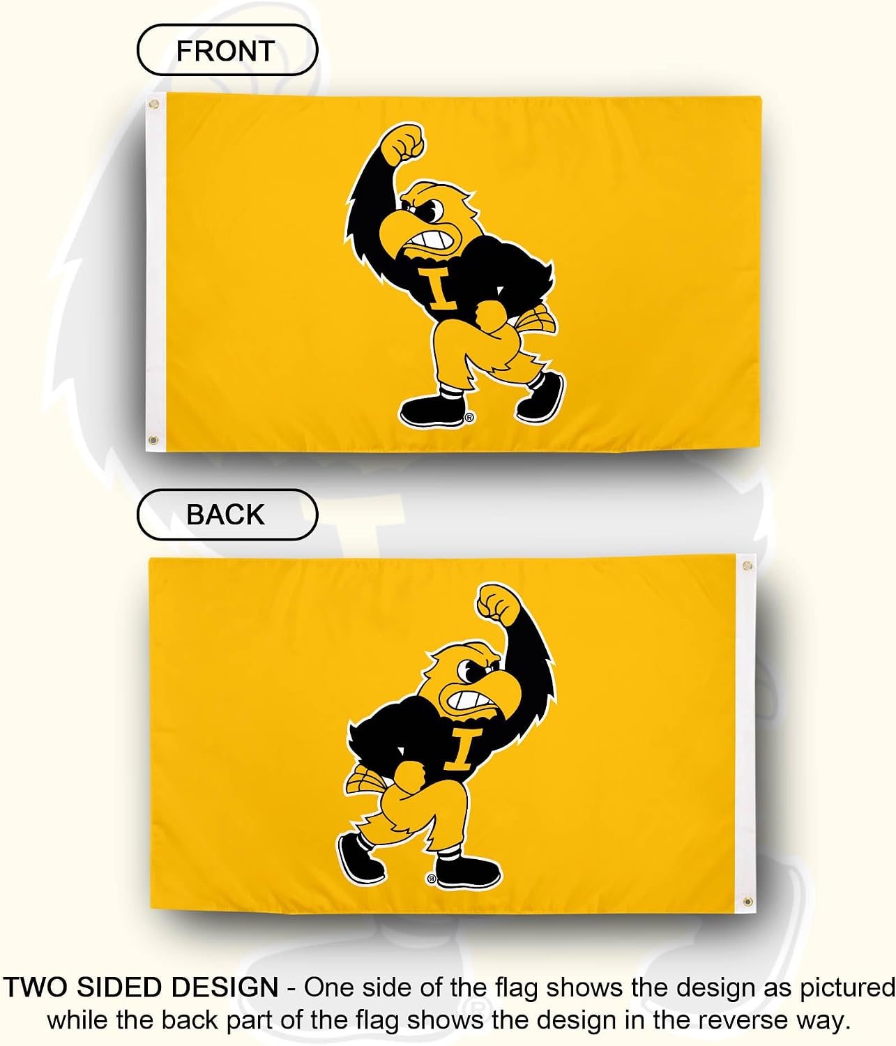 Bandera Hawkeyes UI 3x5ft tela poliéster duradera