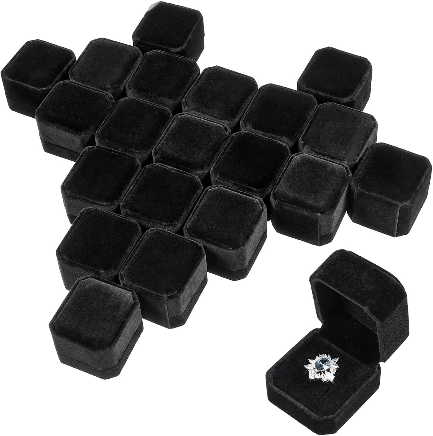 20 Cajas Terriopelo Anillos Boda Soporte Aretes Regalo